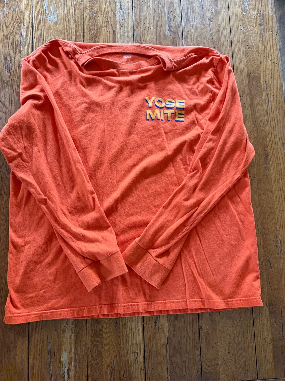 Orange "YOSE MITE" Long Sleeve Tee
